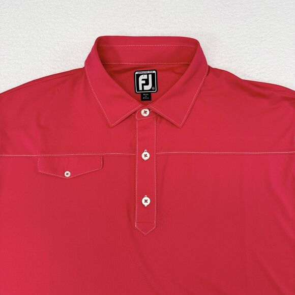 FootJoy Golf Polo Shirt Men XL‎ Athletic Fit Pink Solid Stretch Performance - Picture 1 of 12